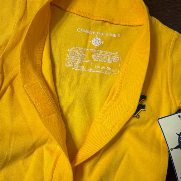NWT - WVU Infant Onesie 'Golden Yellow' - Size Preemie - Picture 5 of 6